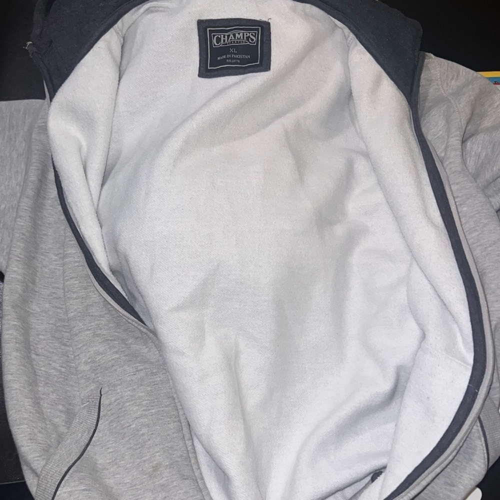 Champs Sports Men’s Heavyweight Full Zip Hoodie Kangaroo Pocket GREY XL - Picture 5 of 7